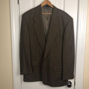 VTG Monsieur Givenchy Mens Blazer Jacket Sport Coat XL 46R Tan Houndstooth USA
